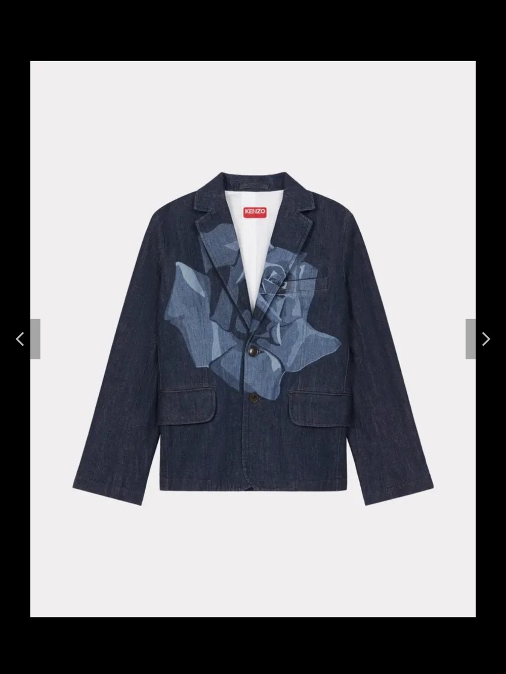KENZO Dark Navy Denim Blazer with Light Blue Floral Appliqué